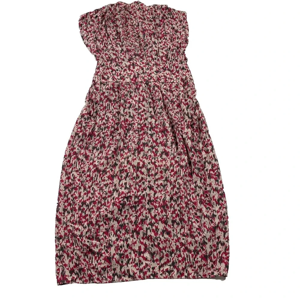 Etoile Isabel Marant Almeya Abstract Print Floral Pink Boho Midi Dress Sz 36 - Picture 9 of 12